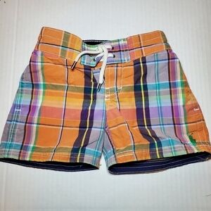 Polo Ralph Lauren Boys Swimsuit Trunks Plaid Size 2T Orange Toddler